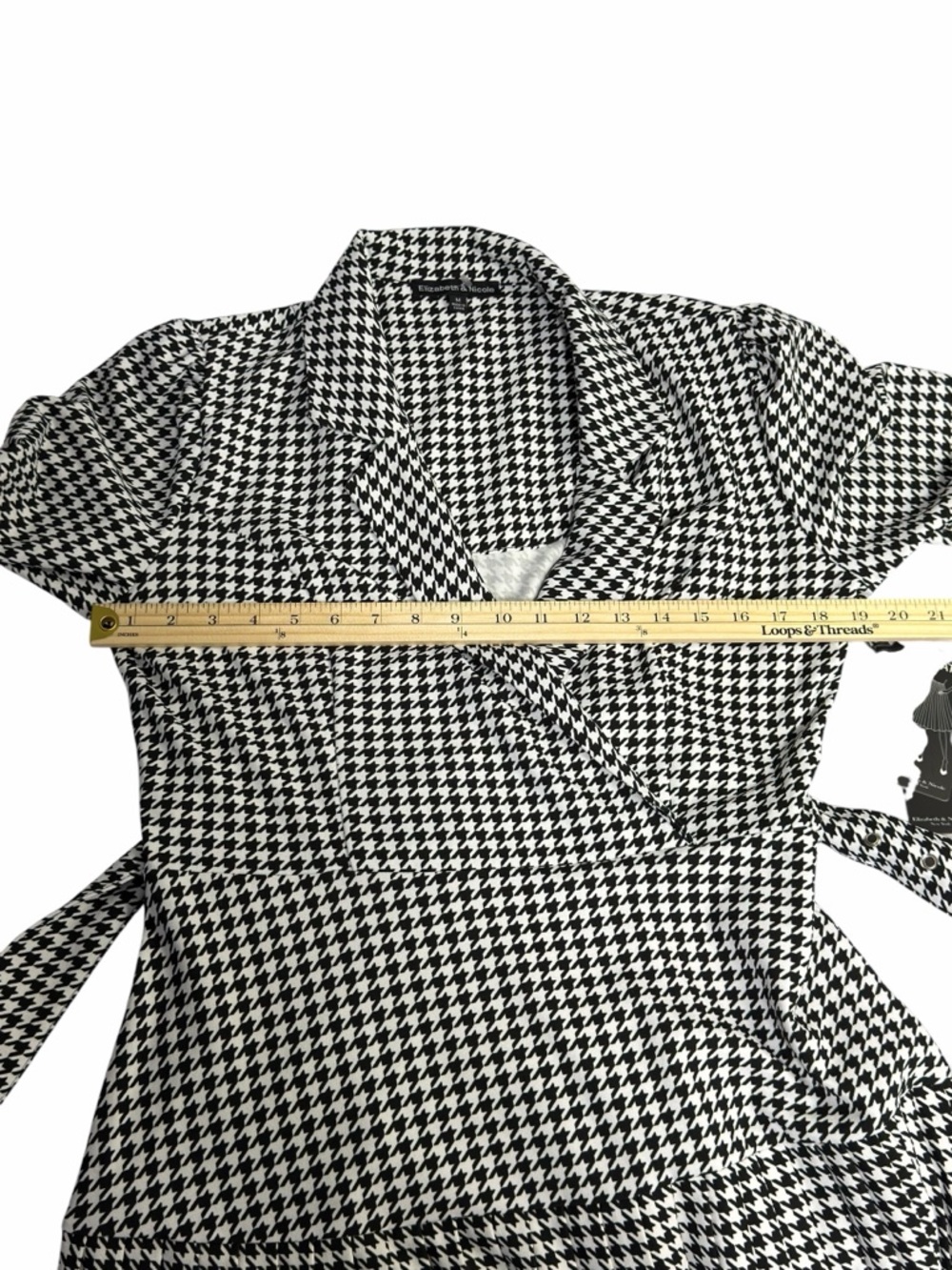 NWT Elizabeth Nicole NY Houndstooth Blazer Dress Pleated Skirt Long Sleeve M - Picture 4 of 10